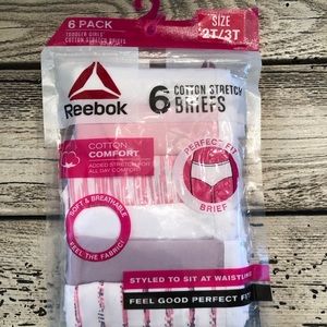 Reebok Toddler 2T/3T Briefs Cotton Stretch Purple and Pink, 6 Pairs